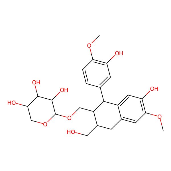 2D Structure of 2-[[7-Hydroxy-1-(3-hydroxy-4-methoxyphenyl)-3-(hydroxymethyl)-6-methoxy-1,2,3,4-tetrahydronaphthalen-2-yl]methoxy]oxane-3,4,5-triol