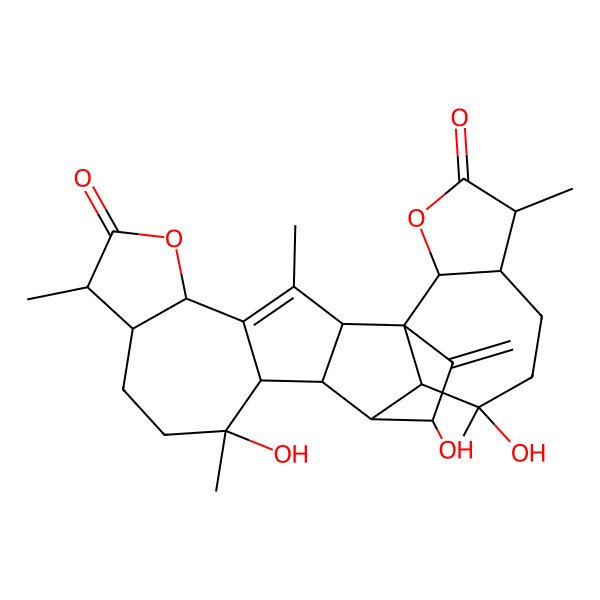 2D Structure of (1S,2S,5R,8S,9S,12S,13S,14S,15S,16S,17R,20S,21S,24S,26R)-12,17,26-trihydroxy-3,8,12,17,21-pentamethyl-25-methylidene-6,23-dioxaheptacyclo[13.9.2.01,16.02,14.04,13.05,9.020,24]hexacos-3-ene-7,22-dione