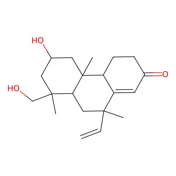 2D Structure of (4aR,4bS,6S,8S,8aS,10R)-10-ethenyl-6-hydroxy-8-(hydroxymethyl)-4b,8,10-trimethyl-3,4,4a,5,6,7,8a,9-octahydrophenanthren-2-one