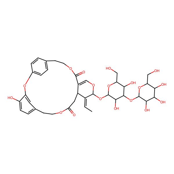 2D Structure of 15-[3,5-Dihydroxy-6-(hydroxymethyl)-4-[3,4,5-trihydroxy-6-(hydroxymethyl)oxan-2-yl]oxyoxan-2-yl]oxy-14-ethylidene-4-hydroxy-2,10,16,20-tetraoxatetracyclo[21.2.2.13,7.013,18]octacosa-1(25),3,5,7(28),17,23,26-heptaene-11,19-dione