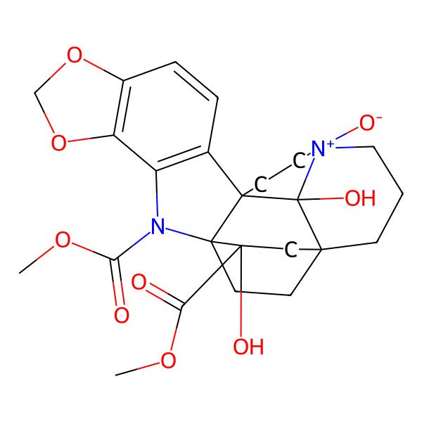 2D Structure of dimethyl (1S,12S,19R,21S,24R)-21,24-dihydroxy-15-oxido-5,7-dioxa-2-aza-15-azoniaheptacyclo[17.2.2.112,15.01,12.03,11.04,8.019,24]tetracosa-3(11),4(8),9-triene-2,21-dicarboxylate