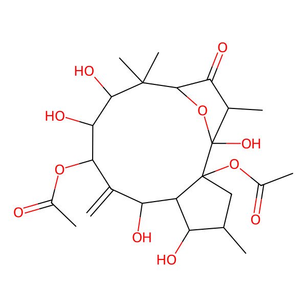 2D Structure of (2-Acetyloxy-1,5,7,10,11-pentahydroxy-4,12,12,15-tetramethyl-8-methylidene-14-oxo-16-oxatricyclo[11.2.1.02,6]hexadecan-9-yl) acetate