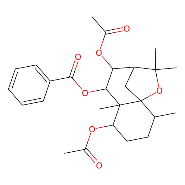2D Structure of (5,8-Diacetyloxy-2,6,10,10-tetramethyl-11-oxatricyclo[7.2.1.01,6]dodecan-7-yl) benzoate