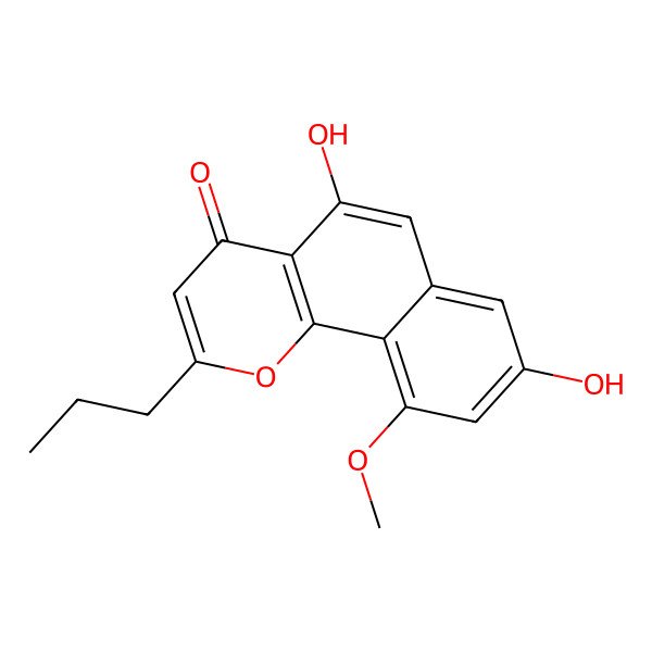 2D Structure of 5,8-dihydroxy-10-methoxy-2-propylbenzo[h]chromen-4-one