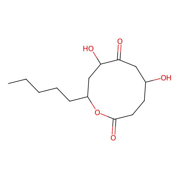 2D Structure of 5,8-Dihydroxy-10-pentyloxecane-2,7-dione