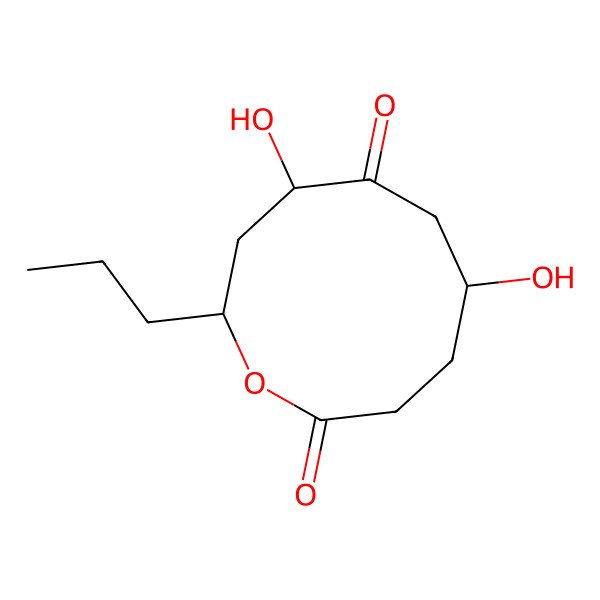 2D Structure of 5,8-Dihydroxy-10-propyloxecane-2,7-dione