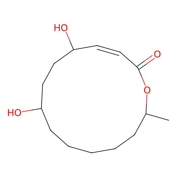 2D Structure of 5,8-Dihydroxy-14-methyl-1-oxacyclotetradec-3-en-2-one