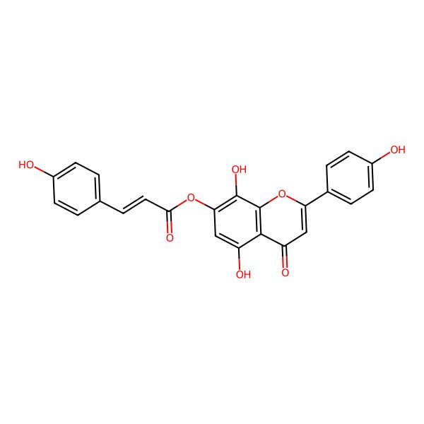2D Structure of [5,8-Dihydroxy-2-(4-hydroxyphenyl)-4-oxochromen-7-yl] 3-(4-hydroxyphenyl)prop-2-enoate