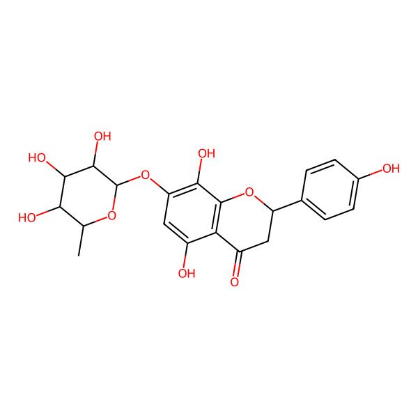 2D Structure of 5,8-Dihydroxy-2-(4-hydroxyphenyl)-7-(3,4,5-trihydroxy-6-methyloxan-2-yl)oxy-2,3-dihydrochromen-4-one