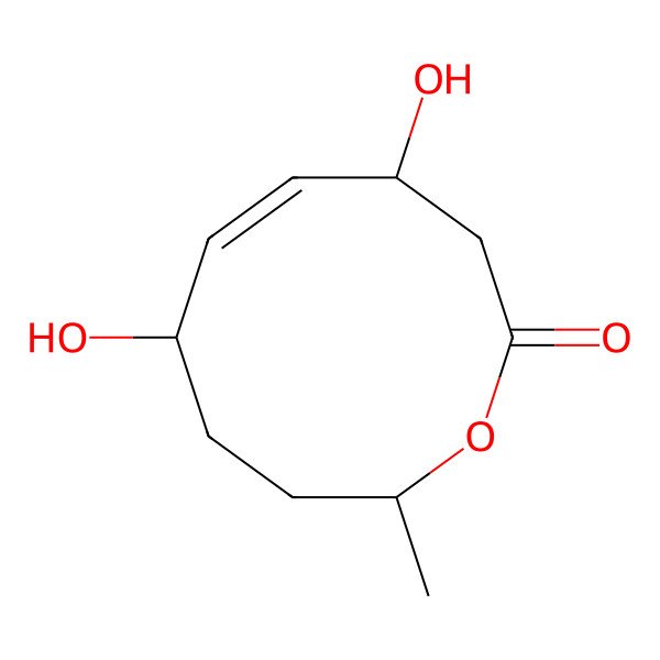 2D Structure of 5,8-Dihydroxy-2-methyl-2,3,4,5,8,9-hexahydrooxecin-10-one