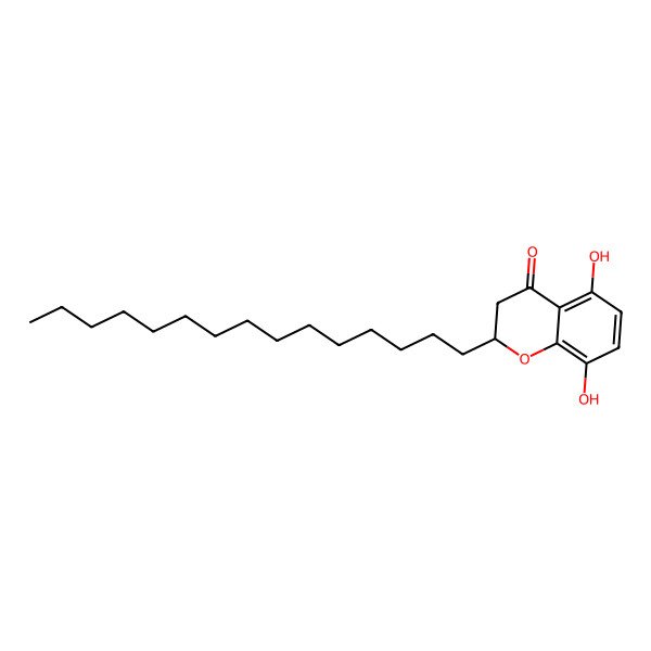 2D Structure of 5,8-Dihydroxy-2-pentadecyl-2,3-dihydrochromen-4-one