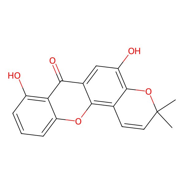 2D Structure of 5,8-Dihydroxy-3,3-dimethylpyrano[2,3-c]xanthen-7-one