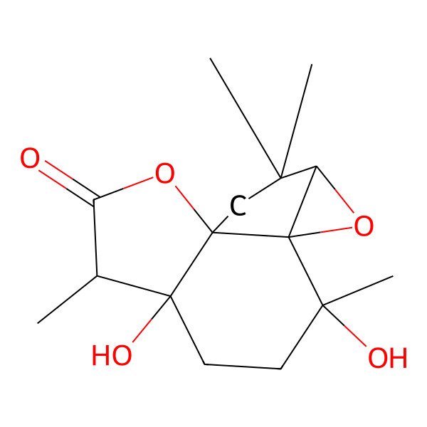 2D Structure of 5,8-Dihydroxy-4,8,12,12-tetramethyl-2,10-dioxatetracyclo[7.4.0.01,5.09,11]tridecan-3-one