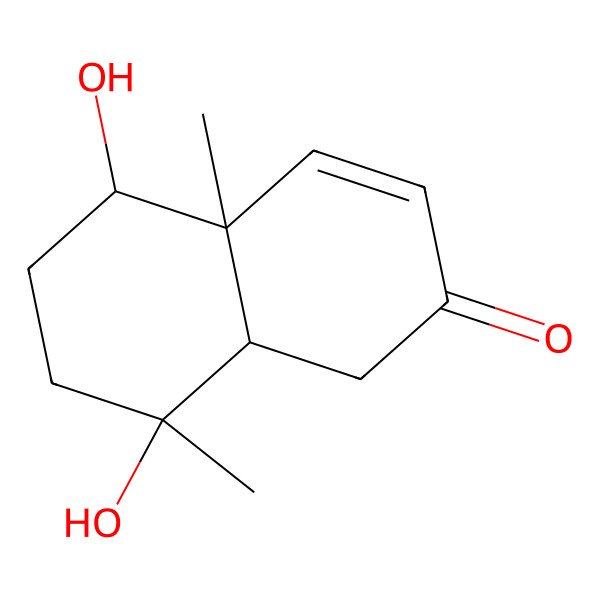 2D Structure of 5,8-dihydroxy-4a,8-dimethyl-5,6,7,8a-tetrahydro-1H-naphthalen-2-one