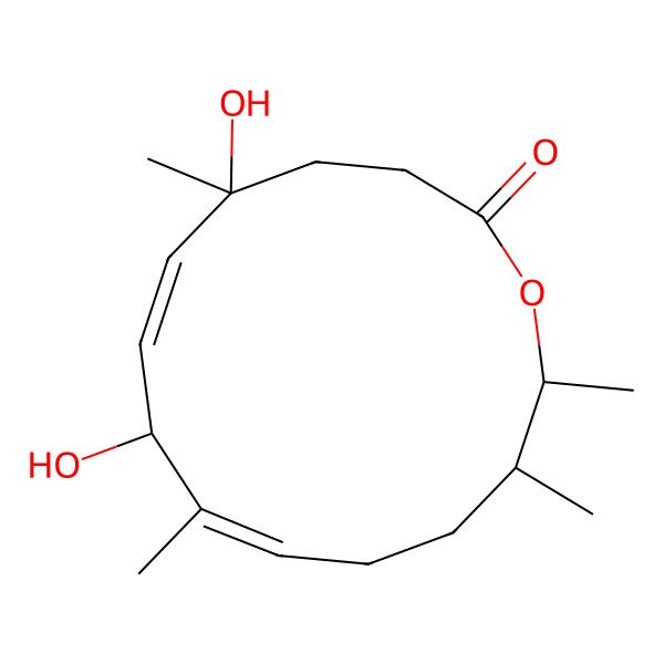 2D Structure of 5,8-Dihydroxy-5,9,13,14-tetramethyl-1-oxacyclotetradeca-6,9-dien-2-one