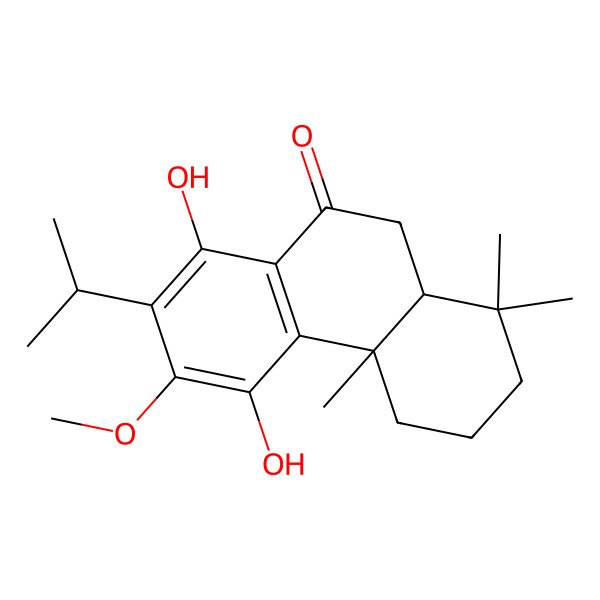 2D Structure of 5,8-dihydroxy-6-methoxy-1,1,4a-trimethyl-7-propan-2-yl-3,4,10,10a-tetrahydro-2H-phenanthren-9-one 2D Structure of 5,8-dihydroxy-6-methoxy-1,1,4a-trimethyl-7-propan-2-yl-3,4,10,10a-tetrahydro-2H-phenanthren-9-one