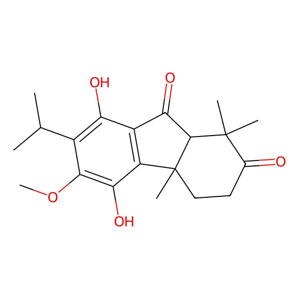 2D Structure of 5,8-dihydroxy-6-methoxy-1,1,4a-trimethyl-7-propan-2-yl-4,9a-dihydro-3H-fluorene-2,9-dione