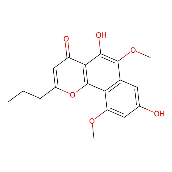 2D Structure of 5,8-dihydroxy-6,10-dimethoxy-2-propylbenzo[h]chromen-4-one