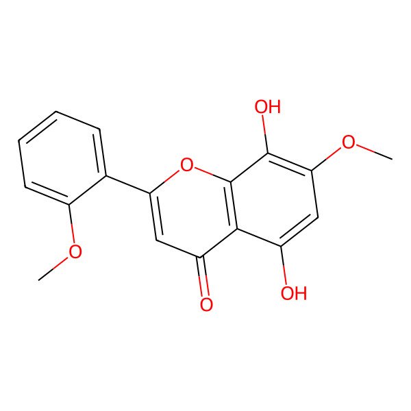 2D Structure of 5,8-Dihydroxy-7-methoxy-2-(2-methoxyphenyl)chromen-4-one