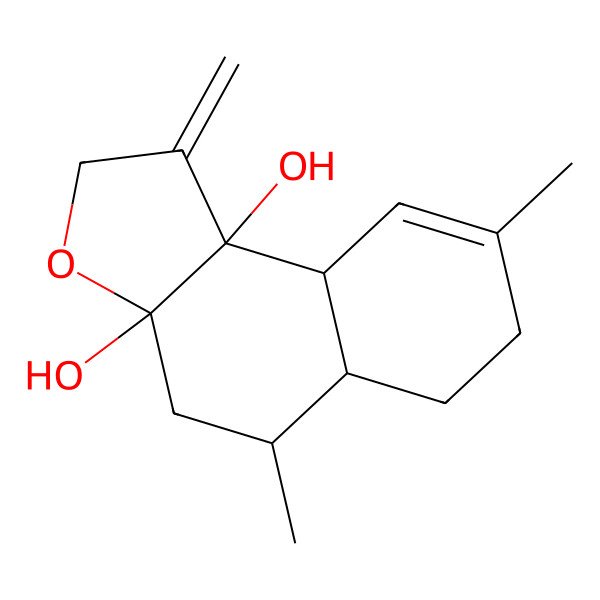 2D Structure of 5,8-Dimethyl-1-methylidene-4,5,5a,6,7,9a-hexahydrobenzo[e][1]benzofuran-3a,9b-diol
