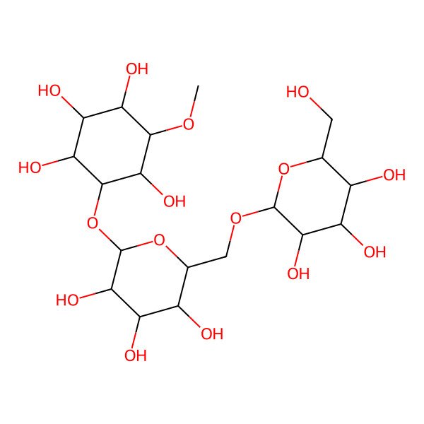 2D Structure of (1S,2R,3R,4S,5S,6S)-4-methoxy-6-[(2R,3R,4S,5R,6R)-3,4,5-trihydroxy-6-[[(2S,3R,4S,5R,6R)-3,4,5-trihydroxy-6-(hydroxymethyl)oxan-2-yl]oxymethyl]oxan-2-yl]oxycyclohexane-1,2,3,5-tetrol