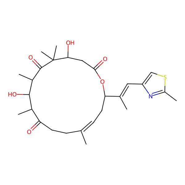 2D Structure of 4,8-Dihydroxy-5,5,7,9,13-pentamethyl-16-[1-(2-methyl-1,3-thiazol-4-yl)prop-1-en-2-yl]-1-oxacyclohexadec-13-ene-2,6,10-trione