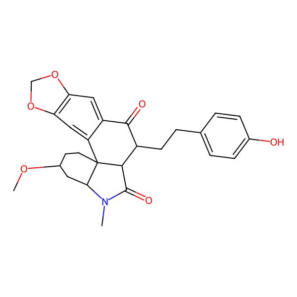 2D Structure of (1S,12R,13S,16S,18S)-12-[2-(4-hydroxyphenyl)ethyl]-18-methoxy-15-methyl-5,7-dioxa-15-azapentacyclo[11.7.0.01,16.02,10.04,8]icosa-2,4(8),9-triene-11,14-dione