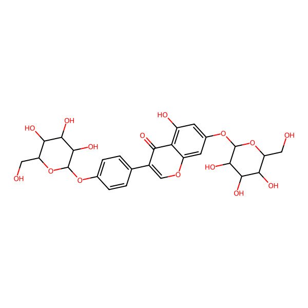 2D Structure of 5-hydroxy-7-[(2S,3S,4S,5S,6S)-3,4,5-trihydroxy-6-(hydroxymethyl)oxan-2-yl]oxy-3-[4-[(2S,3S,4S,5S,6S)-3,4,5-trihydroxy-6-(hydroxymethyl)oxan-2-yl]oxyphenyl]chromen-4-one