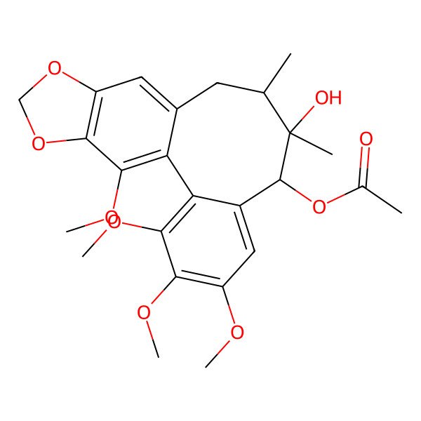 2D Structure of [(8R,9R,10S)-9-hydroxy-3,4,5,19-tetramethoxy-9,10-dimethyl-15,17-dioxatetracyclo[10.7.0.02,7.014,18]nonadeca-1(19),2,4,6,12,14(18)-hexaen-8-yl] acetate