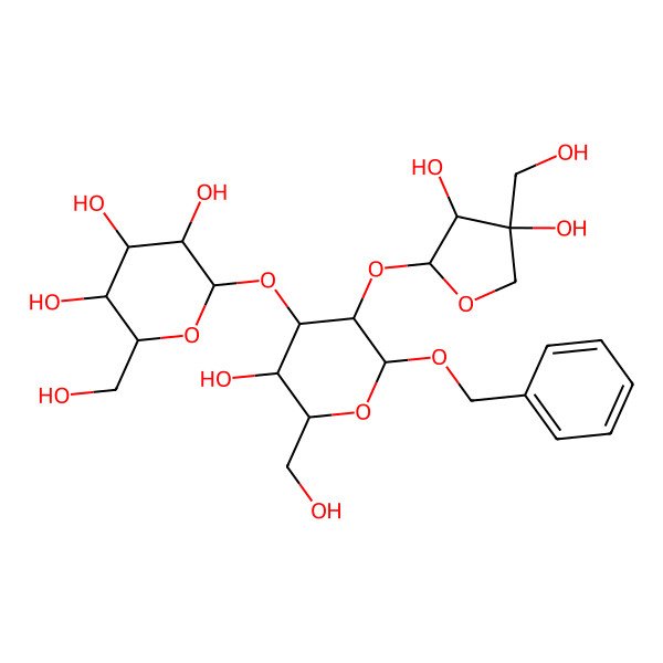 2D Structure of NCGC00384834-01_C24H36O15_Benzyl 2-O-[(2S,3R,4R)-3,4-dihydroxy-4-(hydroxymethyl)tetrahydro-2-furanyl]-3-O-beta-D-glucopyranosyl-beta-D-glucopyranoside