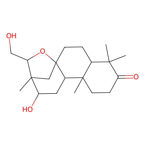 2D Structure of 12-Hydroxy-14-(hydroxymethyl)-5,5,9,13-tetramethyl-15-oxatetracyclo[11.2.1.01,10.04,9]hexadecan-6-one