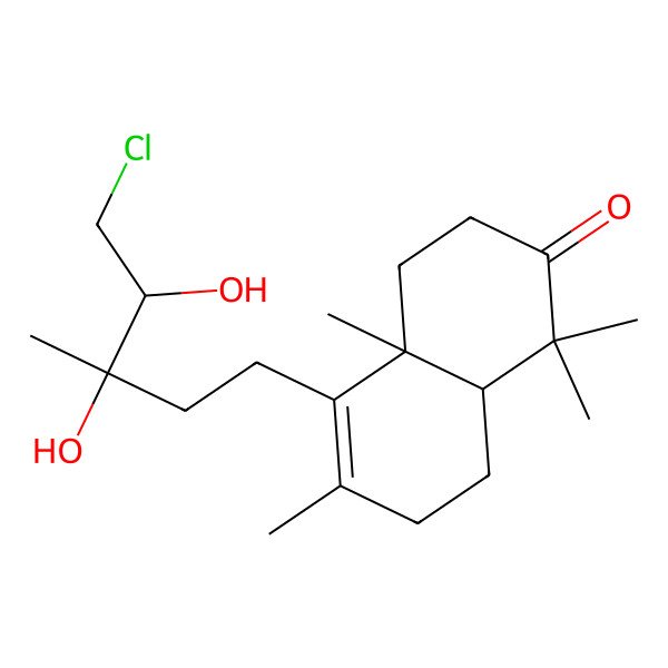 2D Structure of (4aR,8aS)-5-[(3S)-5-chloro-3,4-dihydroxy-3-methylpentyl]-1,1,4a,6-tetramethyl-4,7,8,8a-tetrahydro-3H-naphthalen-2-one
