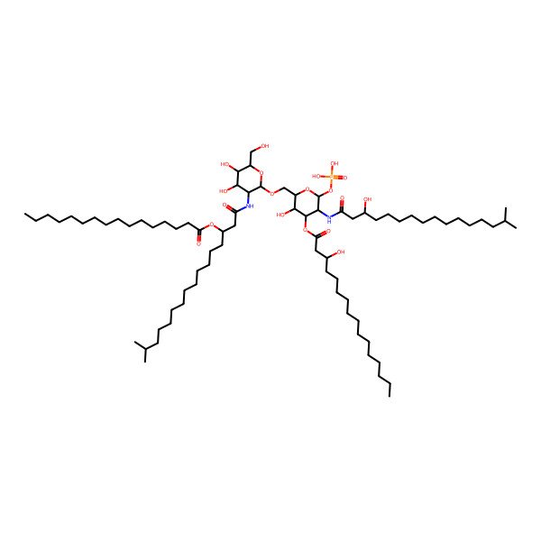 2D Structure of [2-[[3-[(3-Hexadecanoyloxy-15-methylhexadecanoyl)amino]-4,5-dihydroxy-6-(hydroxymethyl)oxan-2-yl]oxymethyl]-3-hydroxy-5-[(3-hydroxy-15-methylhexadecanoyl)amino]-6-phosphonooxyoxan-4-yl] 3-hydroxyhexadecanoate