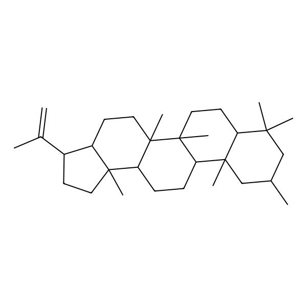 2D Structure of 5a,5b,8,8,10,11a,13b-Heptamethyl-3-prop-1-en-2-yl-1,2,3,3a,4,5,6,7,7a,9,10,11,11b,12,13,13a-hexadecahydrocyclopenta[a]chrysene