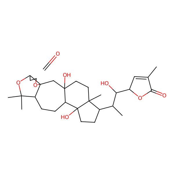 2D Structure of 1,14-dihydroxy-17-[1-hydroxy-1-(4-methyl-5-oxo-2H-furan-2-yl)propan-2-yl]-9,9,18-trimethyl-4,8-dioxapentacyclo[11.7.0.03,7.03,10.014,18]icosan-5-one