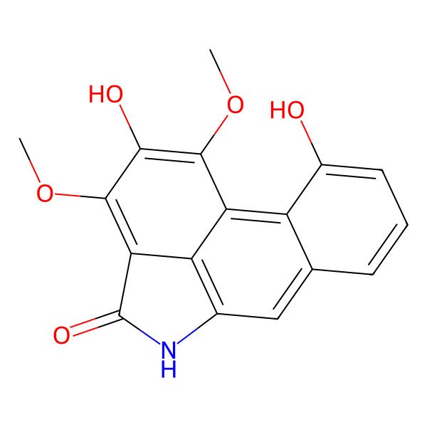 2D Structure of 3,14-Dihydroxy-13,15-dimethoxy-10-azatetracyclo[7.6.1.02,7.012,16]hexadeca-1,3,5,7,9(16),12,14-heptaen-11-one