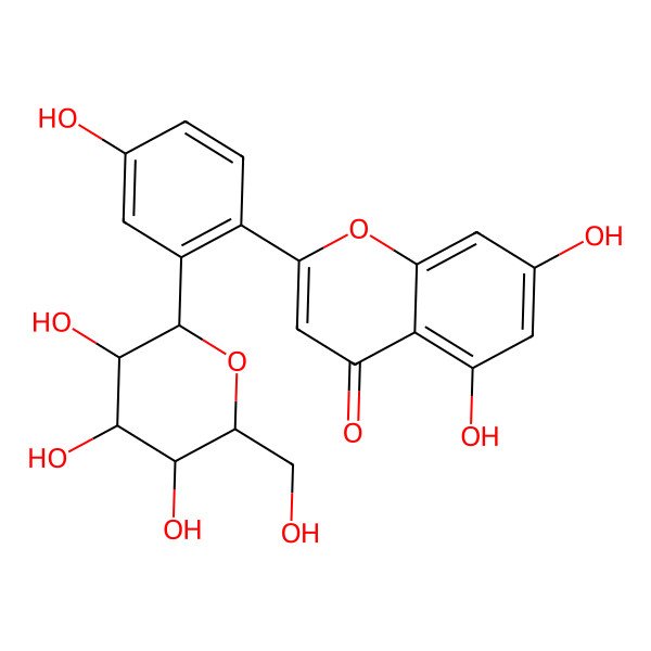 2D Structure of 5,7-dihydroxy-2-[4-hydroxy-2-[(2S,3R,4R,5S,6R)-3,4,5-trihydroxy-6-(hydroxymethyl)oxan-2-yl]phenyl]chromen-4-one