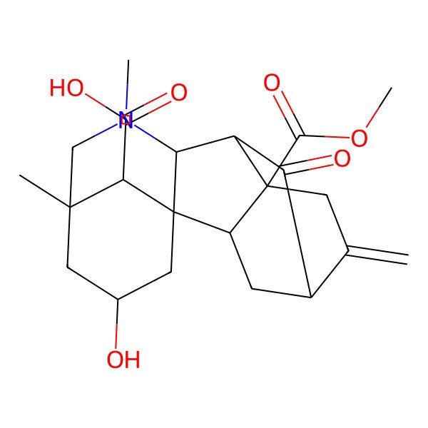 2D Structure of 14-Hydroxy-3-methoxycarbonyl-10,12-dimethyl-5-methylidene-7-oxo-10-azapentacyclo[10.3.1.12,6.01,9.03,8]heptadecane-16-carboxylic acid