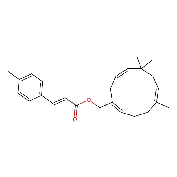 2D Structure of (5,8,8-Trimethylcycloundeca-1,5,9-trien-1-yl)methyl 3-(4-methylphenyl)prop-2-enoate