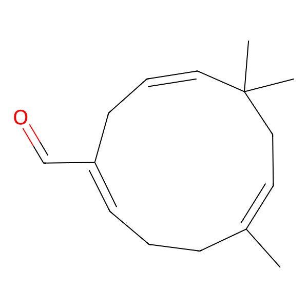 2D Structure of 5,8,8-Trimethylcycloundeca-1,5,9-triene-1-carbaldehyde