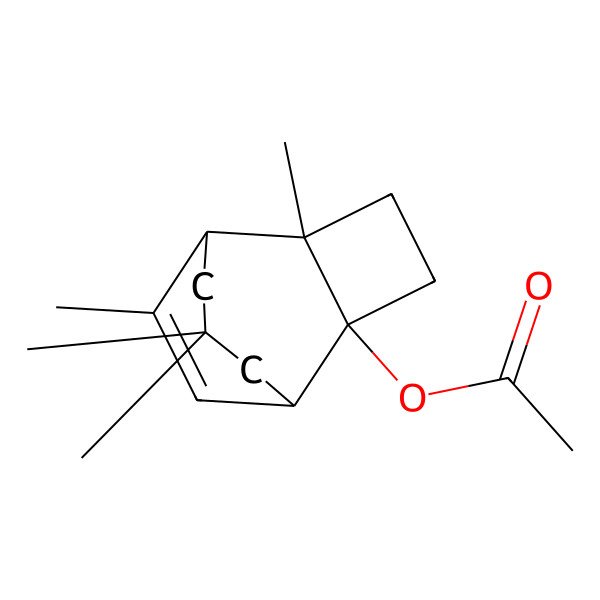 2D Structure of (5,8,8,11-Tetramethyl-2-tricyclo[4.3.2.02,5]undec-10-enyl) acetate