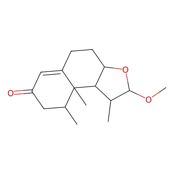 2D Structure of (1S,2S,3aS,9S,9aS,9bR)-2-methoxy-1,9,9a-trimethyl-1,2,3a,4,5,8,9,9b-octahydrobenzo[e][1]benzofuran-7-one