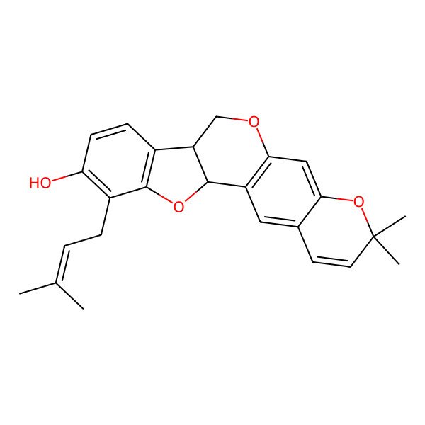 2D Structure of (2R,10R)-17,17-dimethyl-5-(3-methylbut-2-enyl)-3,12,16-trioxapentacyclo[11.8.0.02,10.04,9.015,20]henicosa-1(13),4(9),5,7,14,18,20-heptaen-6-ol