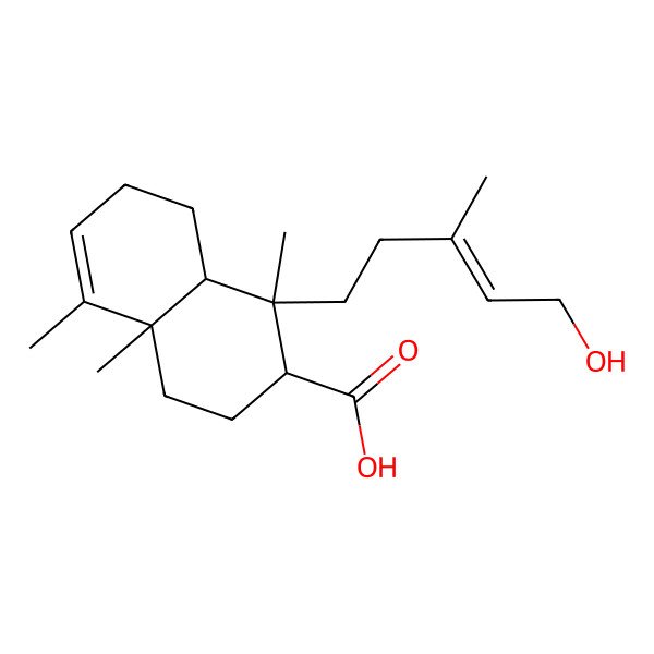 2D Structure of (1R,2R,4aR,8aR)-1-[(E)-5-hydroxy-3-methylpent-3-enyl]-1,4a,5-trimethyl-2,3,4,7,8,8a-hexahydronaphthalene-2-carboxylic acid