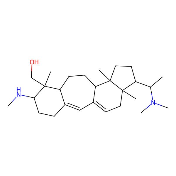 2D Structure of [(6S,7R,8R,11R,12S,15S,16R)-15-[(1S)-1-(dimethylamino)ethyl]-7,12,16-trimethyl-6-(methylamino)-7-tetracyclo[9.7.0.03,8.012,16]octadeca-1(18),2-dienyl]methanol