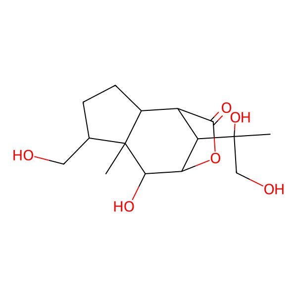 2D Structure of (1R,2S,5R,6S,7S,8R,11R)-11-[(2R)-1,2-dihydroxypropan-2-yl]-7-hydroxy-5-(hydroxymethyl)-6-methyl-9-oxatricyclo[6.2.1.02,6]undecan-10-one