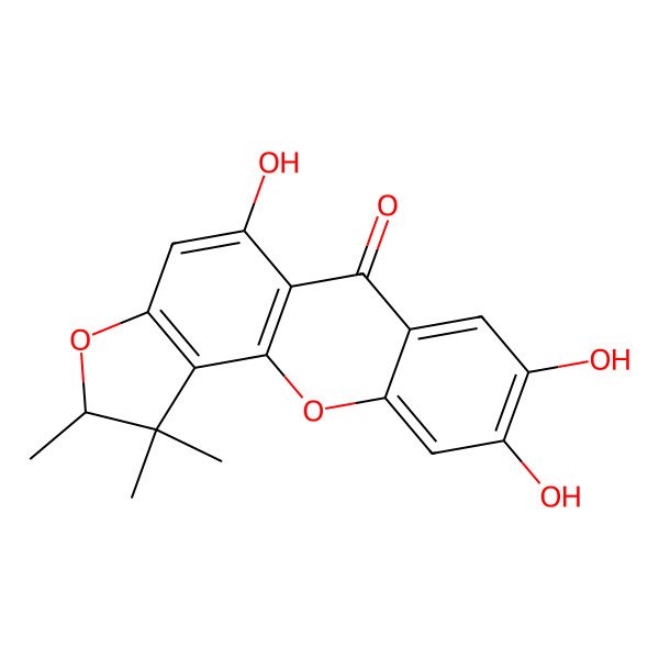 2D Structure of 5,8,9-trihydroxy-1,1,2-trimethyl-2H-furo[2,3-c]xanthen-6-one