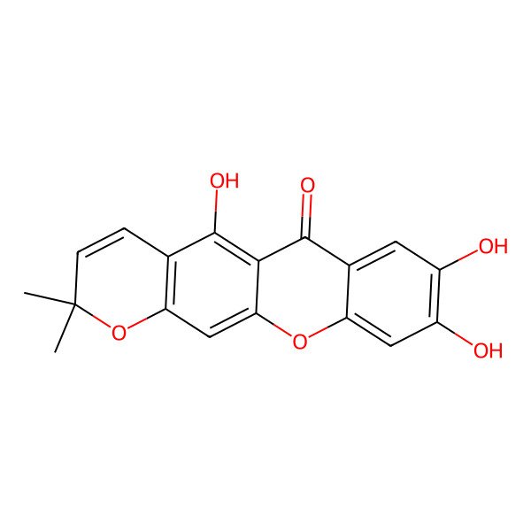 2D Structure of 5,8,9-Trihydroxy-2,2-dimethylpyrano[3,2-b]xanthen-6-one