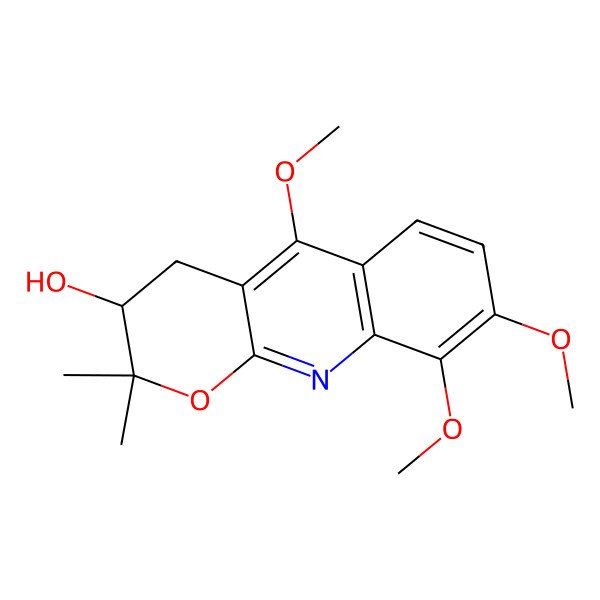 2D Structure of 5,8,9-Trimethoxy-2,2-dimethyl-3,4-dihydropyrano[2,3-b]quinolin-3-ol