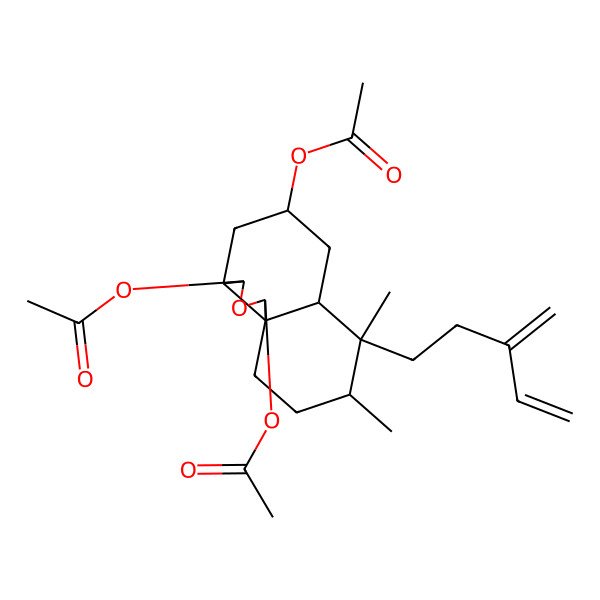 2D Structure of [1,3-Diacetyloxy-7,8-dimethyl-7-(3-methylidenepent-4-enyl)-1,3,3a,4,5,6,6a,8,9,10-decahydrobenzo[d][2]benzofuran-5-yl] acetate